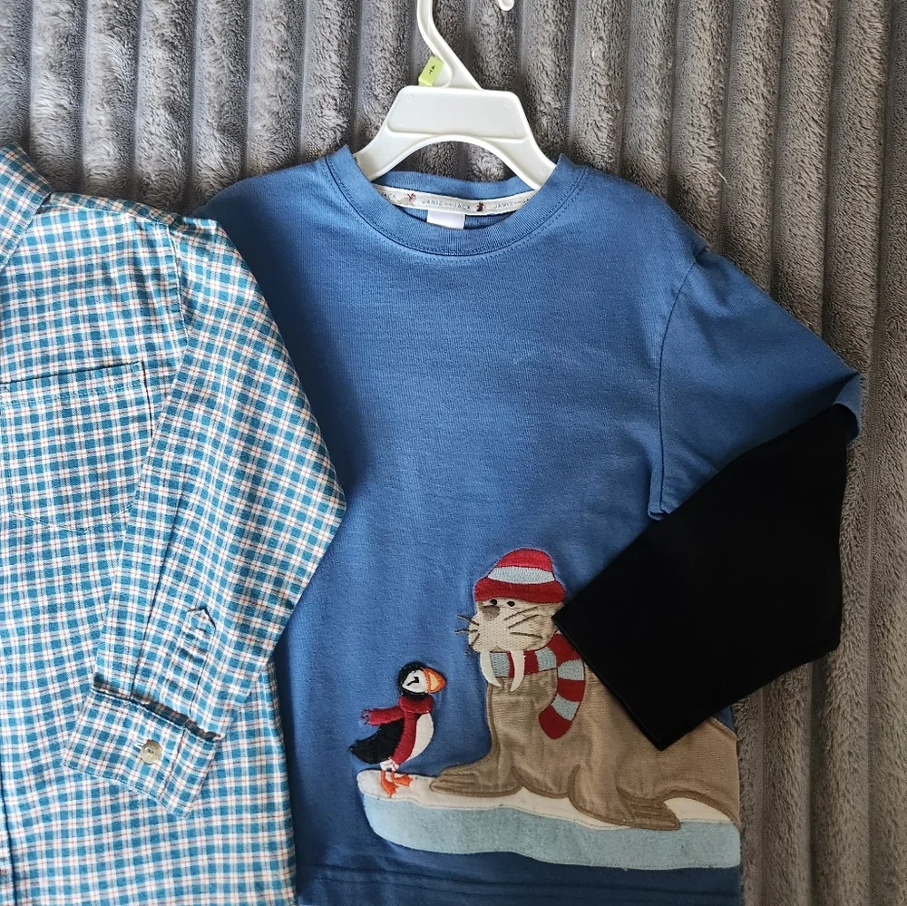 Jeanie&Jack Winter longsleve and Flannel Button Down Shirt 4 y